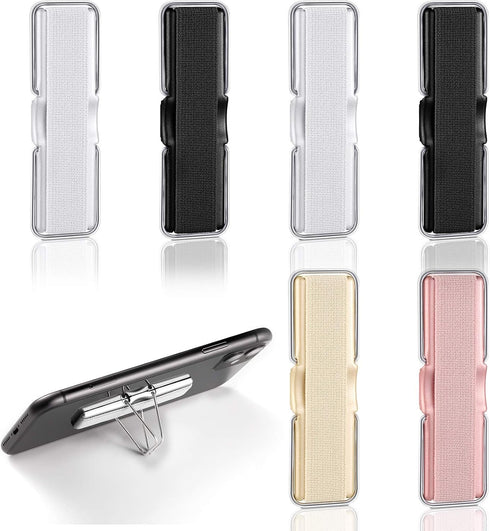 6 Pieces Finger Strap Phone Holders Phone Handle Grip Cell Phone Stand with Kickstand Elastic Phone Finger Holder for Cell Phone Case Small Tablet...