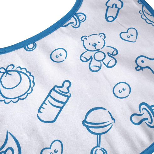 Littleforbig Cotton Waterproof Adult Babydoll Bib with Adjustable Hook-and-Loop Fastener Closure Printed 2 Packs - Nursery Blue and Pink Adult Bib...