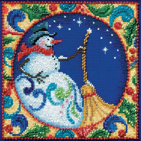 Mill Hill Jim Shore Snowman Counted Cross Stitch Kit, 5 by 5-Inch 18-count...