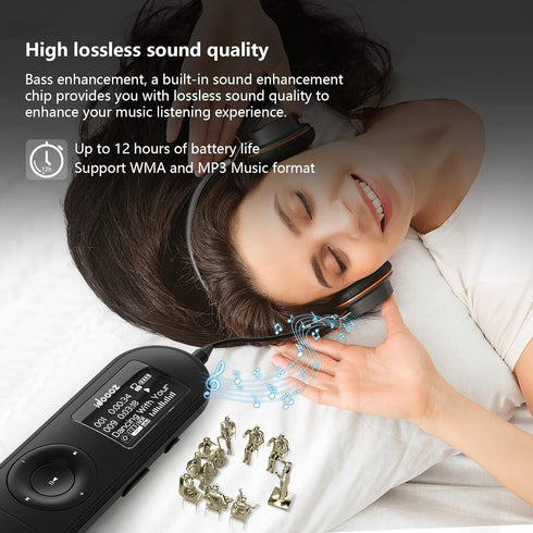 Mp3 Player, USB Mp3 Player with FM Radio, idoooz U2 8GB Music Player Expandable UP to 32 GB, USB Stick Mp3 Player for Running, Recording, Gym, Jog...