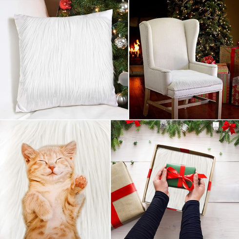 Sukh Shaggy Faux Fur Fabric - 10x10 inch White Faux Fur Trim Precut Fabric Strips Soft Plush Fabric Fur Patches for Fuzzy Craft Christmas Tree Tri...