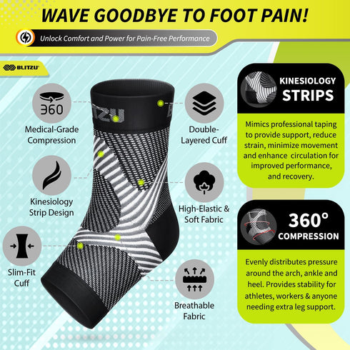 Compression Socks for Plantar Fasciitis, Achilles Tendonitis, Arthritis Relief, Ankle Brace Compression Sleeve with Foot Arch Support, Ankle Wrap ...