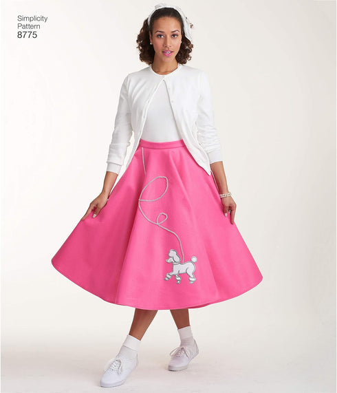 Simplicity 8775 Women's 1950's Vintage Rockabilly Poodle Skirt Sewing Pattern, Sizes 6-12...