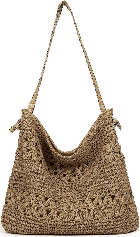 Raffia Bag Cute Straw Summer Beach Tote Crossbody Bags for Women Wicker Rattan Basket Hobo Aesthetic Purse Girls Cute Travel Large Woven Beach Bag...