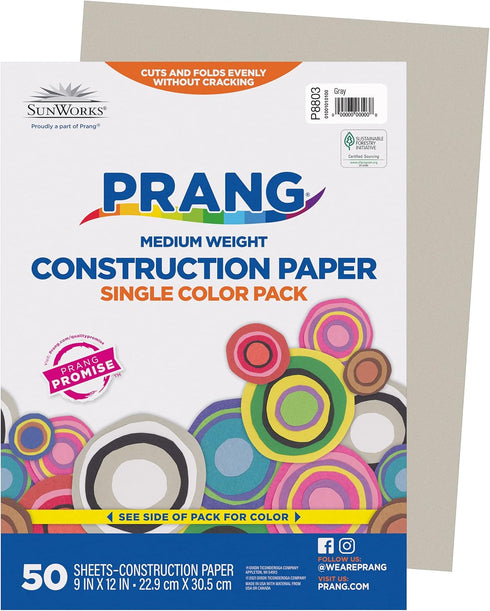 Prang (Formerly SunWorks) Construction Paper, Gray, 9" x 12", 50 Sheets...