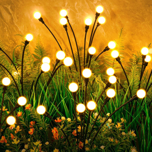 ASMAD Solar Garden Lights, 2 Pack 16 LEDs Solar Outdoor Lights, Outdoor Decorations Lights, Solar Swaying Lights, Firefly Lights for Patio Pathway...