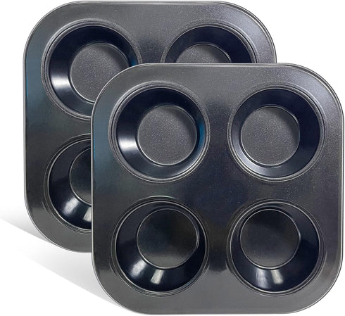Muffin Tray Cupcake Baking Pan, 4-Cup Nonstick Carbon Steel Muffin Tins Non-Stick Cupcake Tin Bakeware Accessories for Baking Cupcakes Muffin Brow...