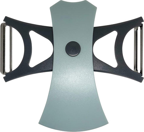 2-in-1 Rotating Peeler with Straight and Serrated Stainless Steel Blades (Light Blue)...