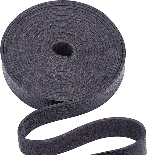 GORGECRAFT Black Leather Strap Strip 0.5 Inch Wide 79 Inch Long Lychee Pattern Leather Belt Strips Wrap Single Sided Flat Cord for DIY Crafts Clot...