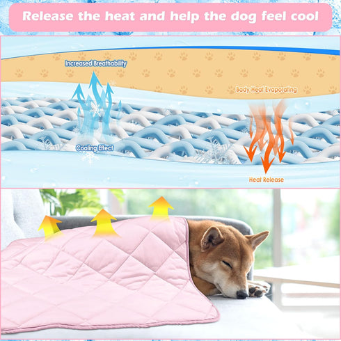 Dog Cooling Mat, Premium Lightweight Pet Cooling Blanket Bed Cover for Dogs, Cat, Puppies | Ice Silk Cooling Pad for Dogs Furniture Protector | Ma...