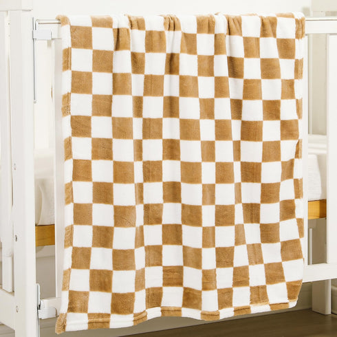 Checkered Baby Blanket for Girls Boys Soft Fleece Fluffy Fuzzy Chessboard Grid Toddler Blanket for Kids Lightweight Bed Blanket for Infant or Newb...