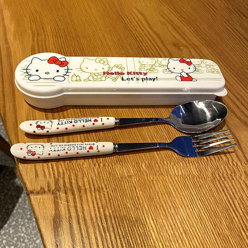 Cute Cutlery Set, Includin Reusable Stainless Steel Fork and Spoon and with a box. Suitable for Travel, camping, and Boys Girls Birthday Party Dec...
