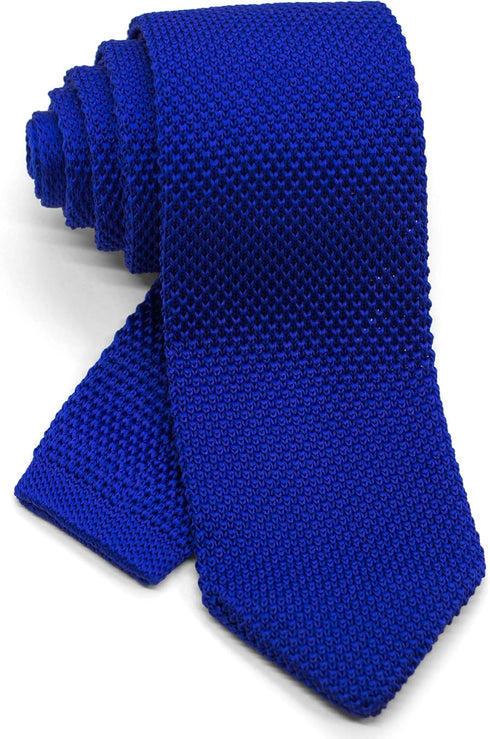 Men's Pointed Knit Tie Necktie Width 2.75 inches Washable Solid Color Royal Blue...