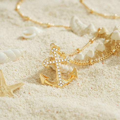 Gold Pendant Necklace for Women 14K Gold Plated Cubic Zirconia Pearl Ocean Coin Starfish Seashell Dainty Necklace Handmade Gold Jewelry Gifts...