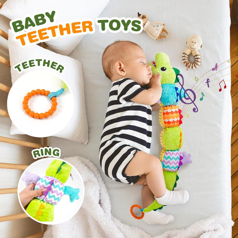 Koty Baby toys 0-6 months, Infant Baby Musical Stuffed Animal Toys, Soft Sensory Toys with Crinkle and Rattles, Tummy Time Toys for Newborn Boys G...