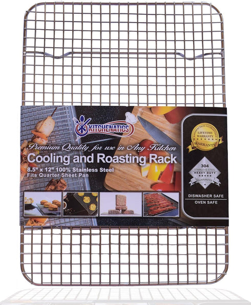 KITCHENATICS Small Quarter Sheet Cooling Rack for Cooking & Baking, Oven Safe Stainless Steel Rack, Baking Rack for Oven Cooking, Heavy Duty Cooki...