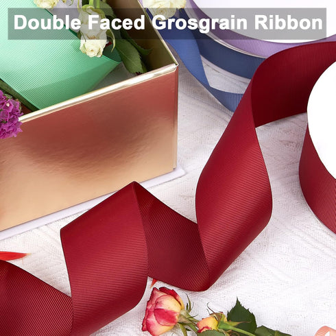 Hot Pink 2" X 50 Yards Solid Color Double Faced Grosgrain Ribbon for Gifts Wrapping, Wedding, Party, Crafts...