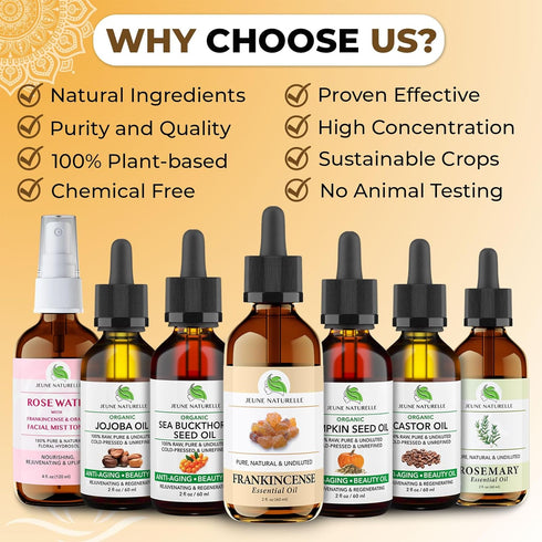 Juene Naturelle Frankincense Essential Oil - 100% Pure, Natural, Concentrated, Therapeutic Grade Frankincense Oil Essential Oil for Skin, for Body...