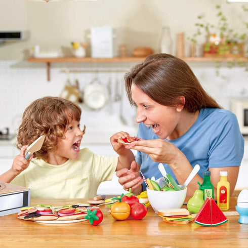 Hape Perfect Pizza Wooden Playset for Kids Kitchen| 2-in-1 Pizza Oven & Delivery Box| 29 PCs Pretend Play for Toddlers Ages 3 Years and Up , Black...