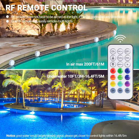 LOFTEK Submersible LED Pool Lights with Magnet &Suction Cups, 13 LEDs Color Changing Underwater Pool Lights with Remote, Waterproof Swimming Pool ...