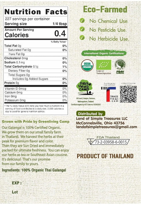 Organic Galangal Powder 4 OZ - Galanga Spice Seasoning in Asian Cooking - for Thai, Indonesian, and Malaysian Cuisine...