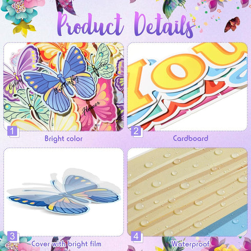 Classroom Reading Bulletin Board Set Butterfly Bulletin Board Decorations Floral Butterfly Paper Cutouts for Classroom Back to School Office Readi...