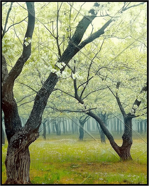 Posterizer 1 pcs-orchard tree scene-lush nature art-soft serene poster 2-Collectibles & Fine Art-Landscape & Nature Art-Gift for Art Lovers- unfra...