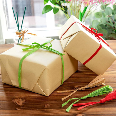 Whaline 229 Yards Raffia Paper Ribbon Christmas Kraft Craft Packing Paper Twine for Festival Gifts, DIY Decoration and Weaving, 1/4 inch Width...