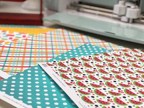 Pattern Paper Pack - Summer Fun - Scrapbook Premium Specialty Paper Single-Sided 12"x12" Collection Includes 16 Sheets - by Miss Kate Cuttables...