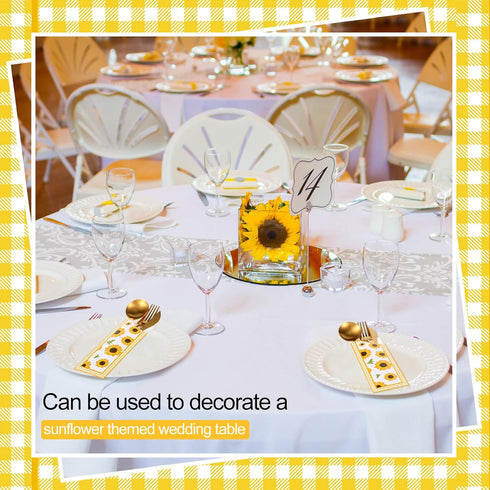 100 Pieces Silverware Bags Sunflower Party Supplies Wedding Silverware Sleeves Sunflower Themed Utensil Holder Paper Silverware Bag Disposable Cut...