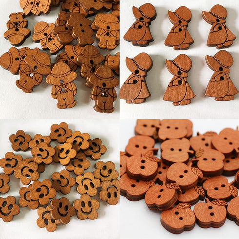 120PCS Assorted Wooden Buttons 2 Holes 12 Shapes Mixed Sewing Art Cloth Art DIY Craft Supplies Kit with Storage Box (12Assorted)...
