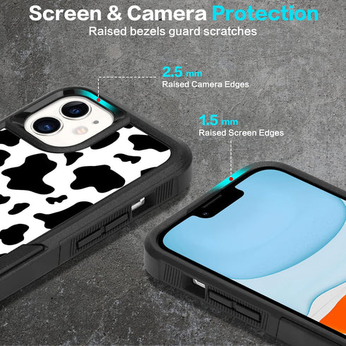 Designed for iPhone 11 Case, Heavy-Duty Tough Rugged Lightweight Slim Shockproof Protective Case for iPhone 11 6.1 Inch,Women Girls,Cute Cow Print...