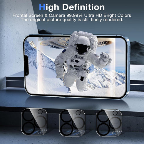 3+3 Pack iPhone 13 Pro Max Privacy Screen Protector with Camera Lens Protector, Anti Spy Tempered Glass Film 9H Hardness Bubble Free Shatterproof ...