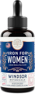 WINDSOR BOTANICALS Liquid Iron Supplements for Anemia - Folic Acid, Vitamin C, Vegan Iron Blood Builder and Anemia Supplement - 2 oz Orange Flavor...
