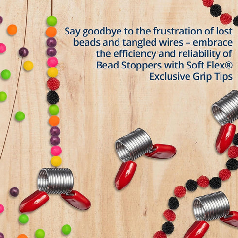 Soft Flex Bead Stoppers - Pack of Four with Red Handles - Bead Stopper for Jewelry Making...