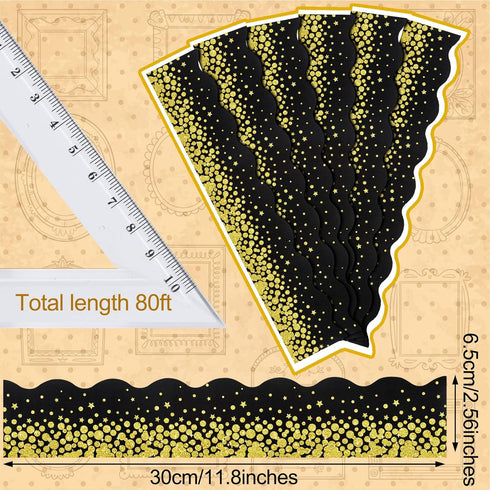 80 Feet Gold Confetti Bulletin Board Borders Bulletin Board Classroom Decorations Back to School Glitter Adhesive Bulletin Board Desk Locker Wall ...