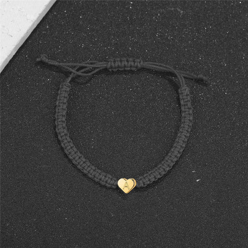14K White Gold Plated Initial Heart String Bracelets for Women Men Handmade Rope Braided Bracelet Minimalist Jewelry Matching Couple Bracelets...