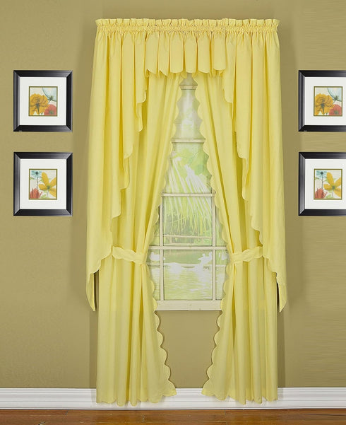 Today's Curtain, Orleans Scallop Curtain, Buttercup 63" Swagger Pair, 80" W x 63" L, Buttercup...