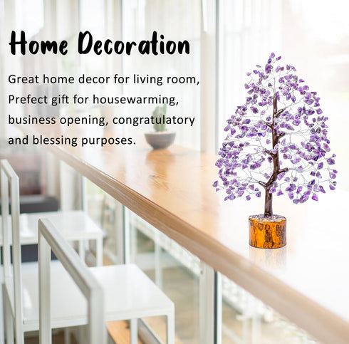 Crocon Amethyst Gemstone Tree Feng Shui Figurine Money Bonsai Good Luck Chakra Balancing Reiki Healing Crystals Decoration Ornament Sculpture Pros...