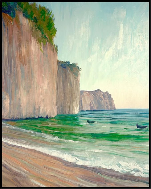 Posterizer 1 pcs-coastal cliefs in france-classics inspired oil painting style 2-Coastal & Nautical Art-Landscape & Nature Art-Decor for Home & Of...