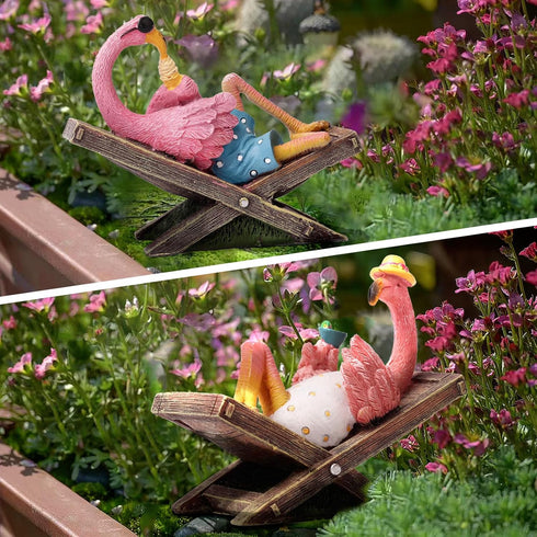 Pink Flamingo Garden Statues Flamingo Ornaments Small Flamingo Statue Summer Tropical Coastal Desk Decor Yard Art Ornament Housewarming Gifts Outd...