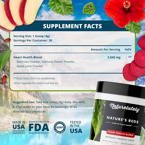 Heart Health Beet Root Powder - Circulation & Energy Support, Vegan Superfood Supplement - Doctor Formulated, Non-GMO & Gluten-Free - Promotes Hea...