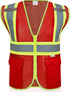 High Visibility Reflective Safety Vest with Zipper and Pockets Red,XXL...
