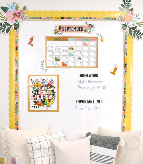Carson Dellosa 134 pc Grow Together Calendar Bulletin Board Set, Wall Calendar, Monthly Calendar Headers & Cover Ups, Leaf & Flower Decor, Motivat...