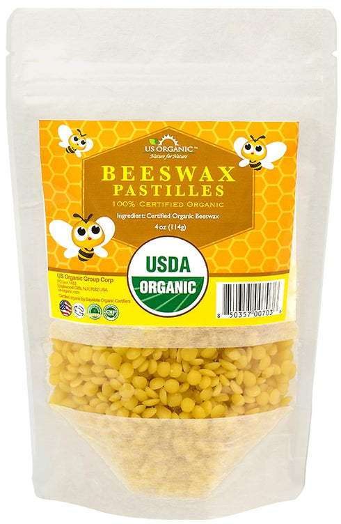 US Organic Beeswax 100% Pure Yellow Pastilles, USDA Certified, for DIY Candle, Lip Balm, Body Cream, Lotion, Deodorant, Crayon, and Many More uses...