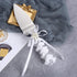 TANG SONG Stainless Steel Elegant Wedding Cake Knife and Serving Set Resin Plastic Handle Pearl Flower Shape with Lace Wedding Cake Knife and Shov...