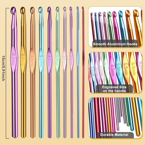 Aeelike Crochet Yarn for Crocheting, 1093 Yards Acrylic Yarn for Knitting,Full Crochet Kits for Beginners and Professionals, Aluminum Crochet Hook...