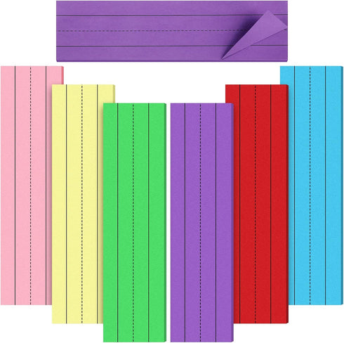 150 Sheets Sentence Strips Ruled Rainbow Sentence Strips Sentence Learning Strips for School Office Supplies, 6 Colors, 6 Pack (Multi Colors, 3 x ...