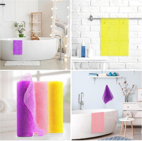 UJFQBH 3 Pieces African Net Sponge Long Bath Sponge Exfoliating Shower Body Scrubber for Daily Use, Terrific for Smoother Skin - Back Scrubber for...