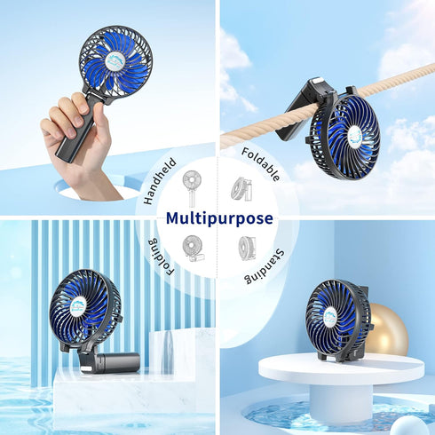 HandFan Portable Handheld Fan, Mini Personal Fan, Battery Operated Cooling Rechargeable Fan, 180° Foldable Small Hand Fan, USB Powered, for Home, ...